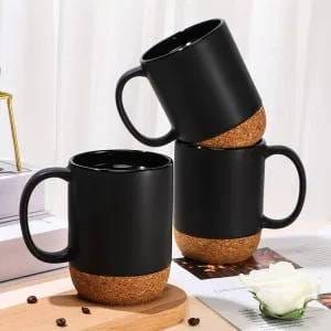Cork-Base Ceramic Mug Set